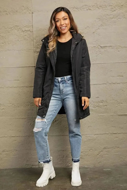 Faux Fur Trim Hooded Puffer Jacket - Bad Moms Club