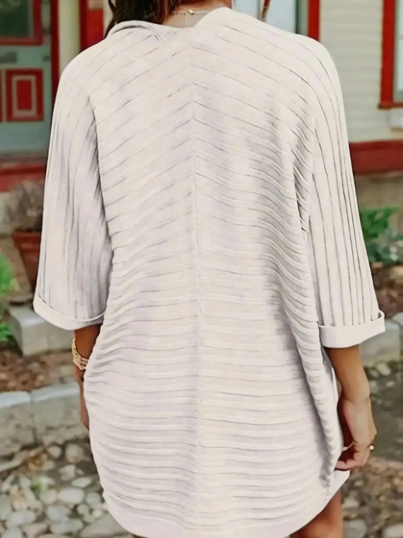 Striped Open Front Knit Cardigan - Bad Moms Club