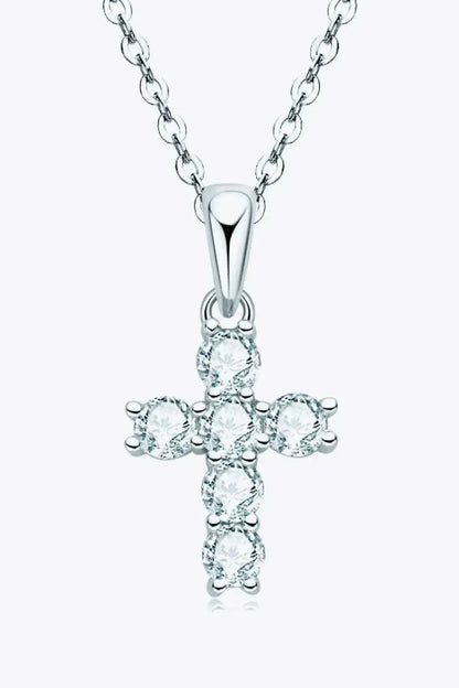 925 Sterling Silver Cross Moissanite Pendant Necklace - Bad Moms Club