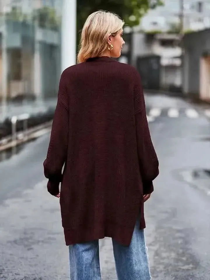 Long Sleeve Waffle-Knit Cardigan - Bad Moms Club