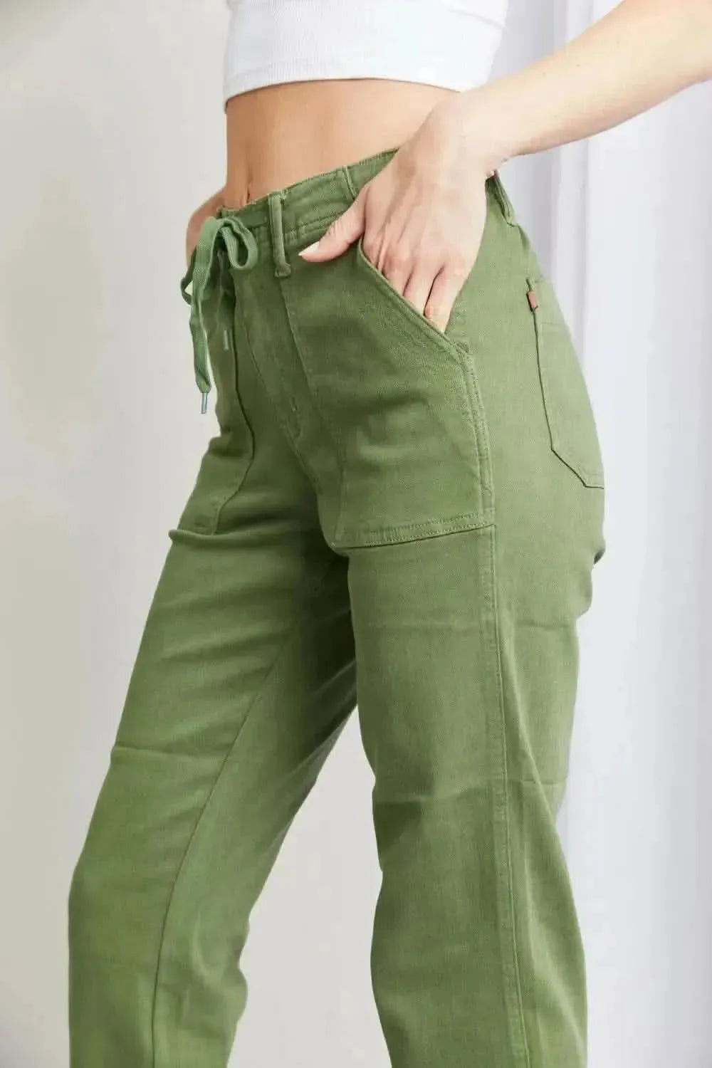 Judy Blue Full Size Drawstring Waist Pocket Jeans - Bad Moms Club