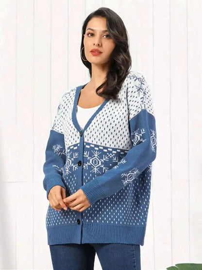 Snowflake Button Down Cardigan - Bad Moms Club