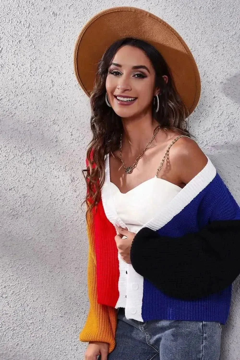 Color Block Ribbed Long Sleeve Cardigan - Bad Moms Club