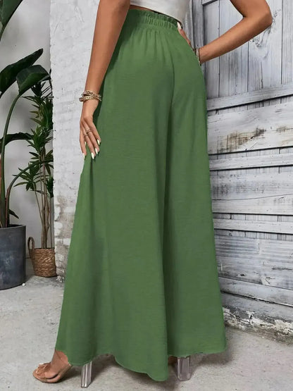 Honey Tied High Waist Wide Leg Pants - Bad Moms Club