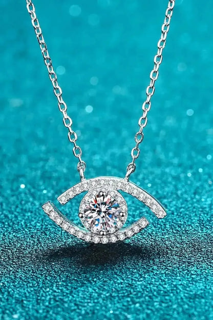Moissanite Evil Eye Pendant 925 Sterling Silver Necklace - Bad Moms Club