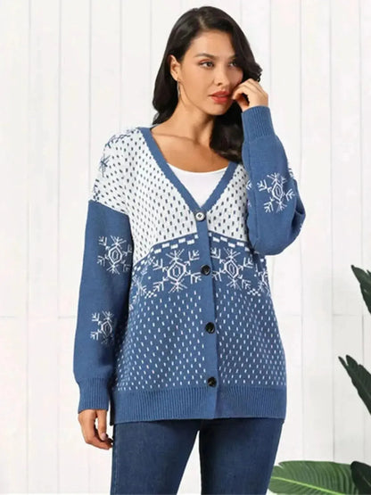 Snowflake Button Down Cardigan - Bad Moms Club