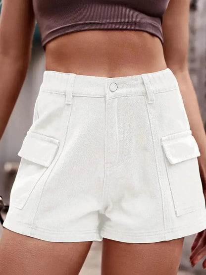 High Waist Denim Shorts with Pockets - Bad Moms Club
