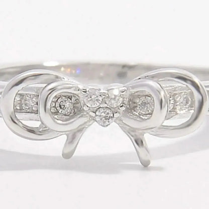 925 Sterling Silver Inlaid Zircon Bow Ring - Bad Moms Club