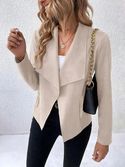 Collared Neck Long Sleeve Jacket - Bad Moms Club