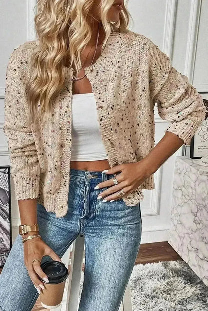 Confetti Button Up Long Sleeve Cardigan - Bad Moms Club