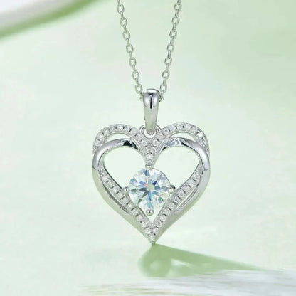 1.2 Carat Moissanite 925 Sterling Silver Heart Necklace - Bad Moms Club