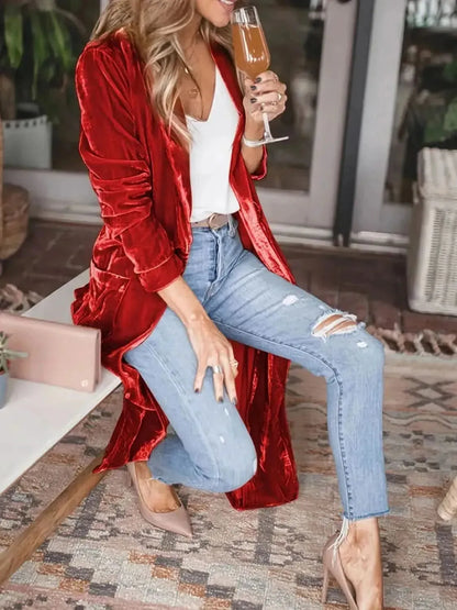 Open Front Long Sleeve Coat - Bad Moms Club