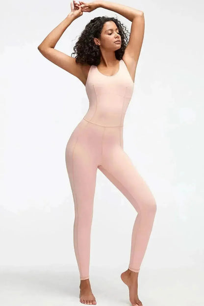 Crisscross Wide Strap Active Jumpsuit - Bad Moms Club
