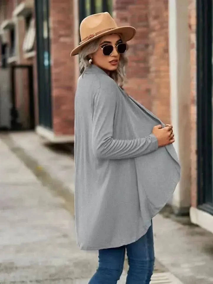 Open Front Long Sleeve Cardigan - Bad Moms Club