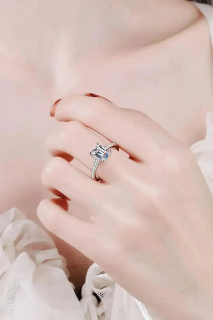 925 Sterling Silver Side Stone Moissanite Ring - Bad Moms Club