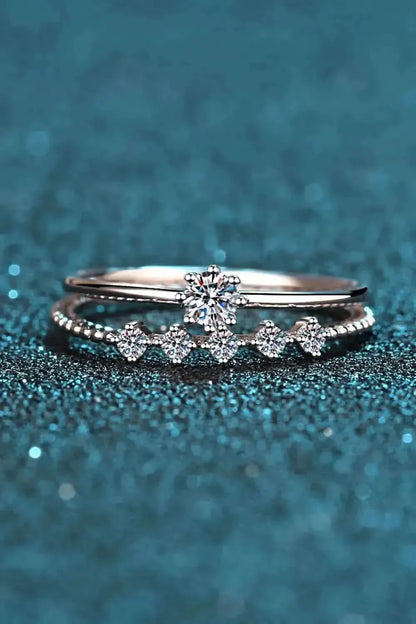 Moissanite 925 Sterling Silver Two-Piece Ring Set - Bad Moms Club