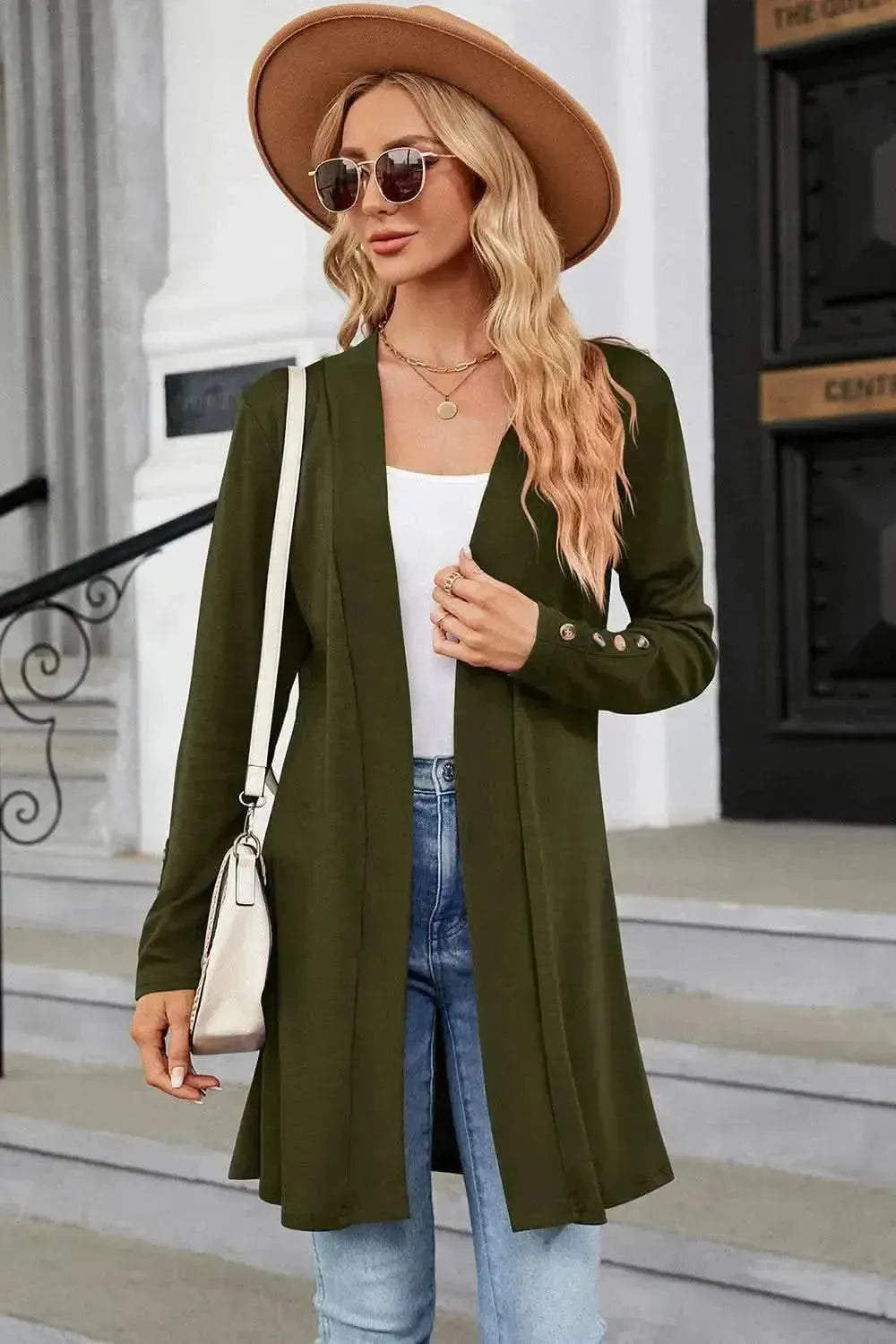 Open Front Long Sleeve Cardigan - Bad Moms Club