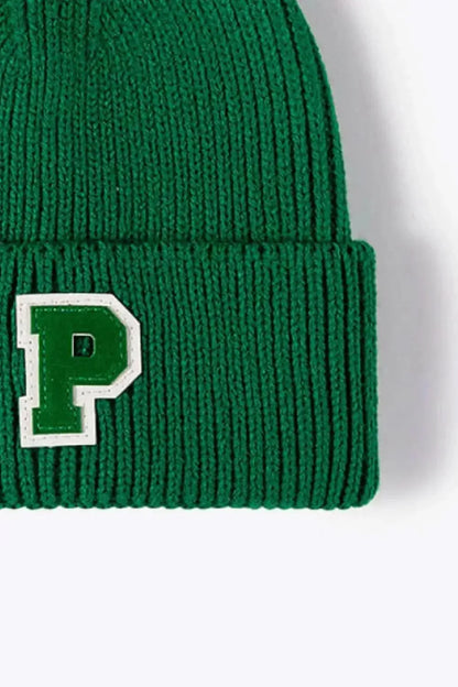 Letter Patch Cuffed Knit Beanie - Bad Moms Club