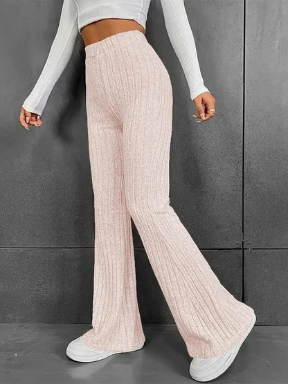 Ribbed High Waist Bootcut Pants - Bad Moms Club
