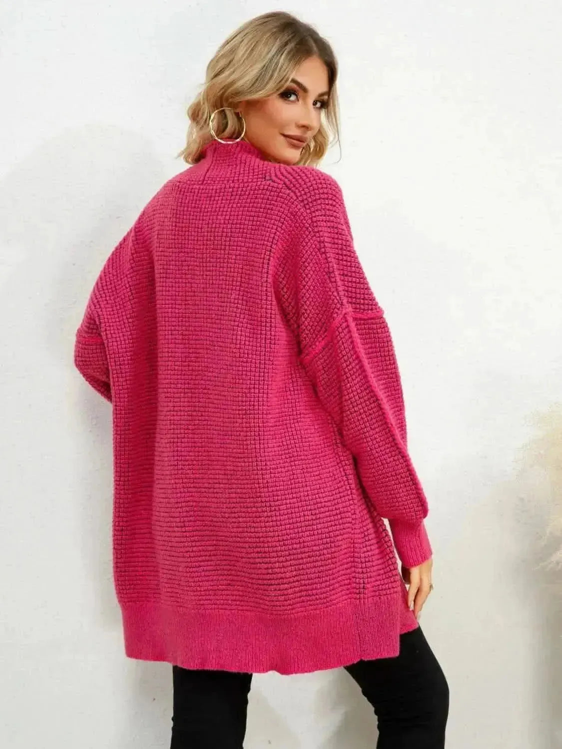 Open Front Dropped Shoulder Cardigan - Bad Moms Club
