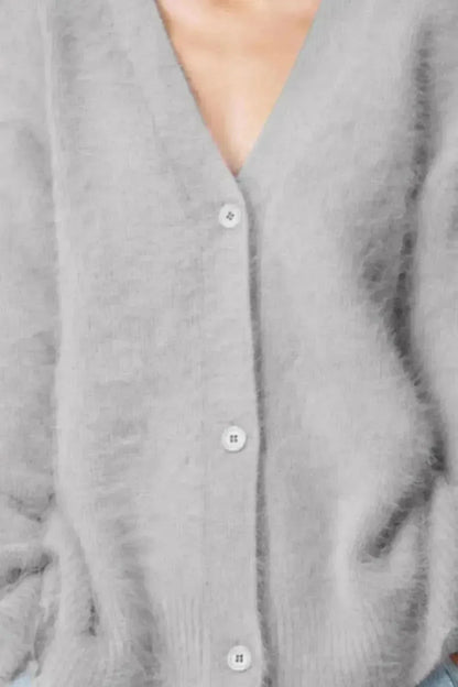 Button Up Dropped Shoulder Cardigan - Bad Moms Club
