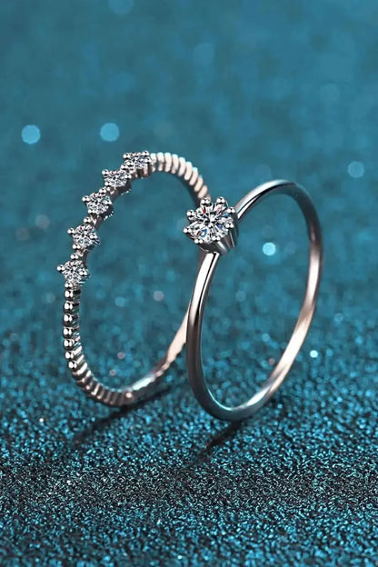 Moissanite 925 Sterling Silver Two-Piece Ring Set - Bad Moms Club