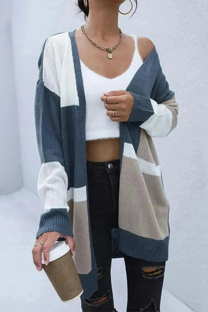 Color Block Dropped Shoulder Cardigan - Bad Moms Club