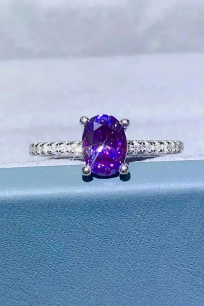 1 Carat Purple Moissanite 4-Prong Ring - Bad Moms Club