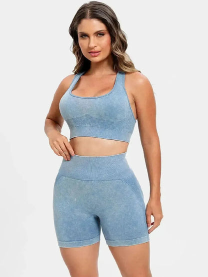 Scoop Neck Wide Strap Top and Shorts Active Set - Bad Moms Club