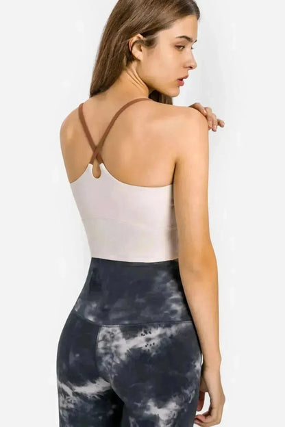 Crisscross Back Scoop Neck Sports Cami - Bad Moms Club