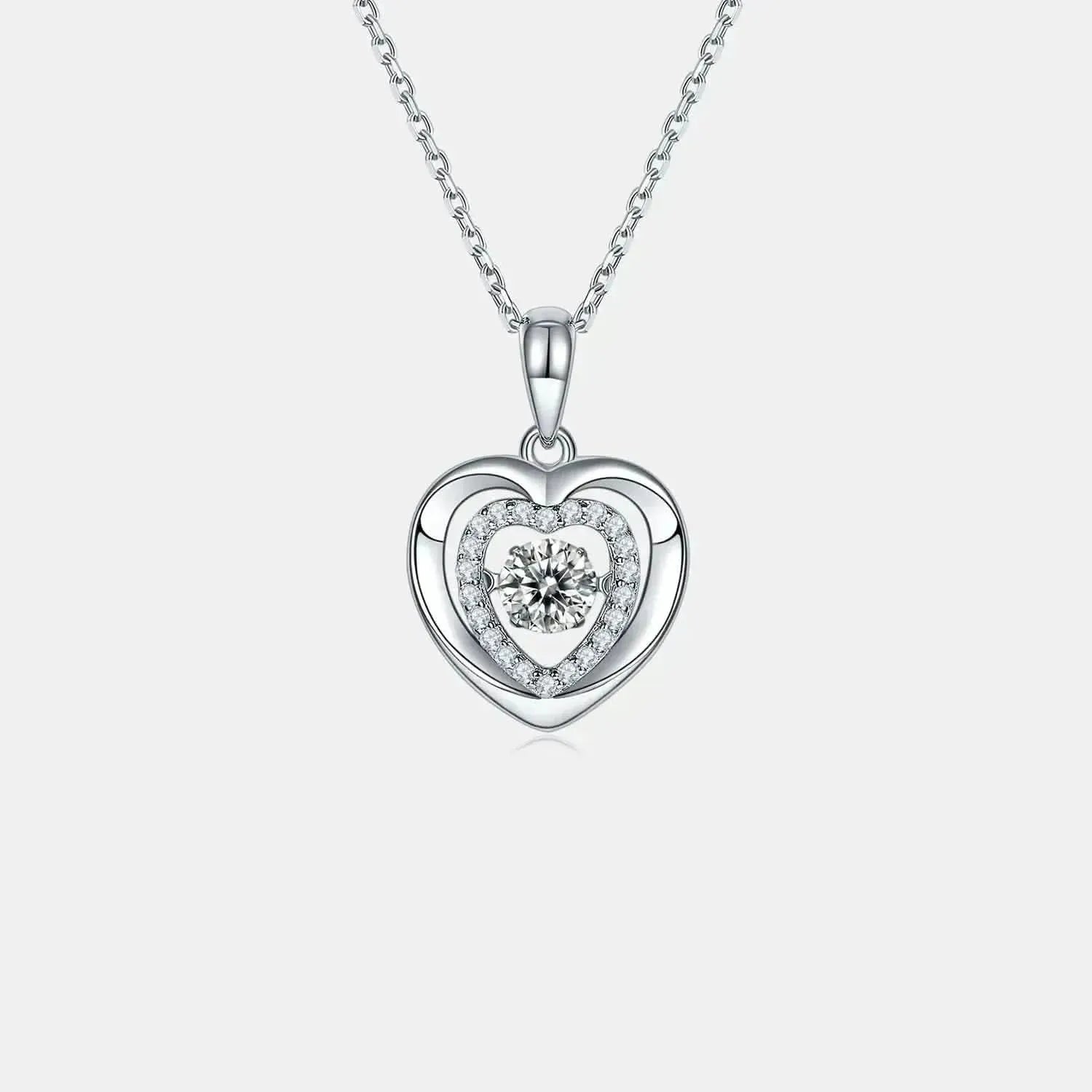 Moissanite 925 Sterling Silver Heart Necklace - Bad Moms Club