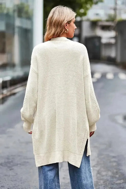 Open Front Dropped Shoulder Longline Cardigan - Bad Moms Club