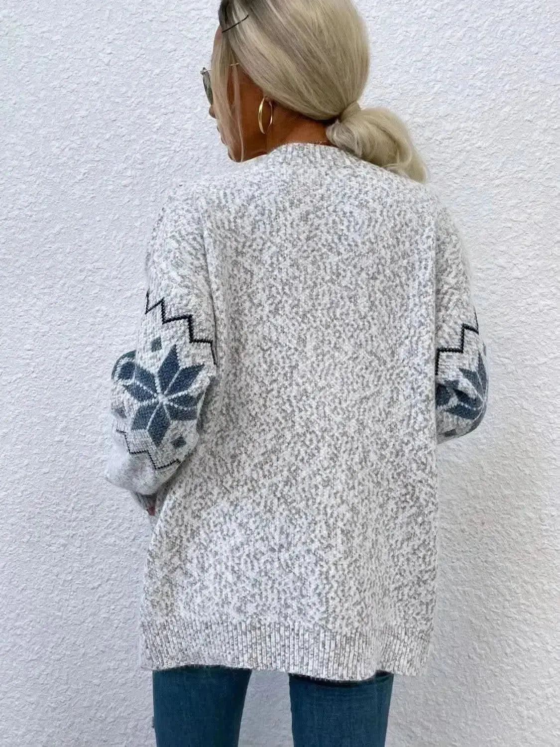 Heathered Pocketed Button Up Cardigan - Bad Moms Club