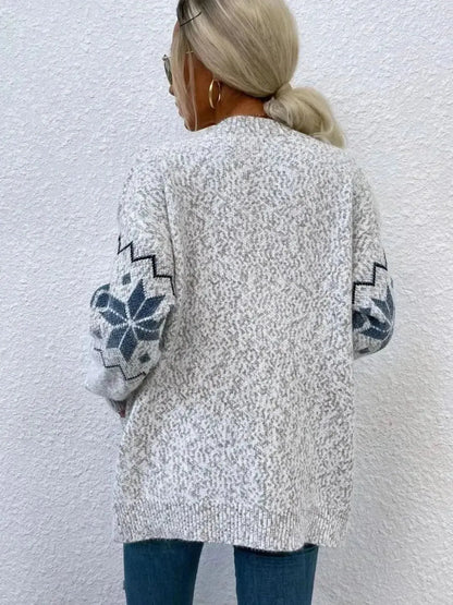 Heathered Pocketed Button Up Cardigan - Bad Moms Club