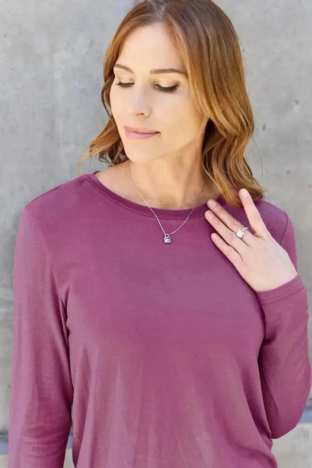 Basic Bae Full Size Round Neck Long Sleeve Top - Bad Moms Club