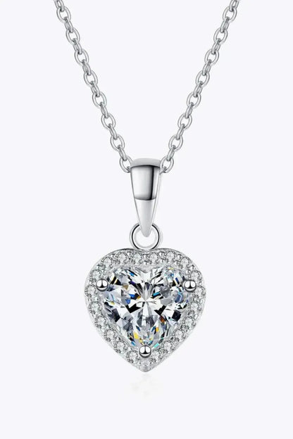 1 Carat Moissanite Heart Pendant Chain Necklace - Bad Moms Club