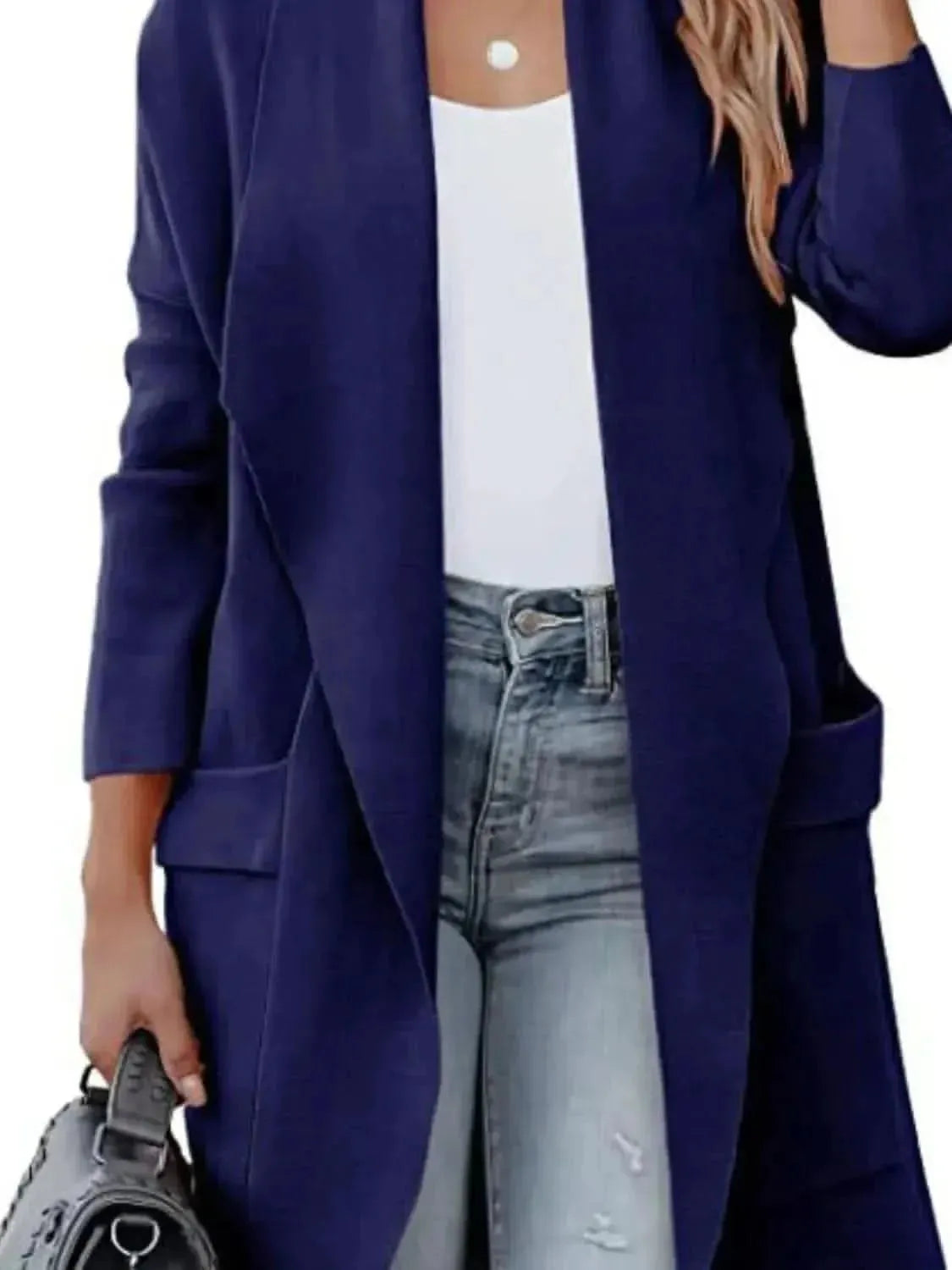 Open Front Dropped Shoulder Outerwear - Bad Moms Club