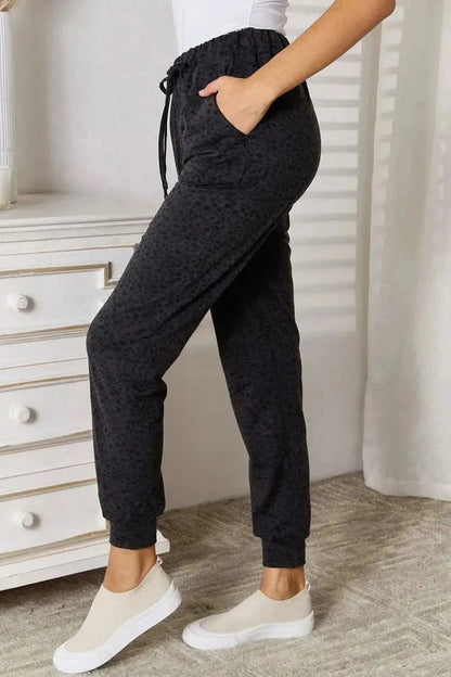 Basic Bae Leopard Print Joggers with Pockets - Bad Moms Club