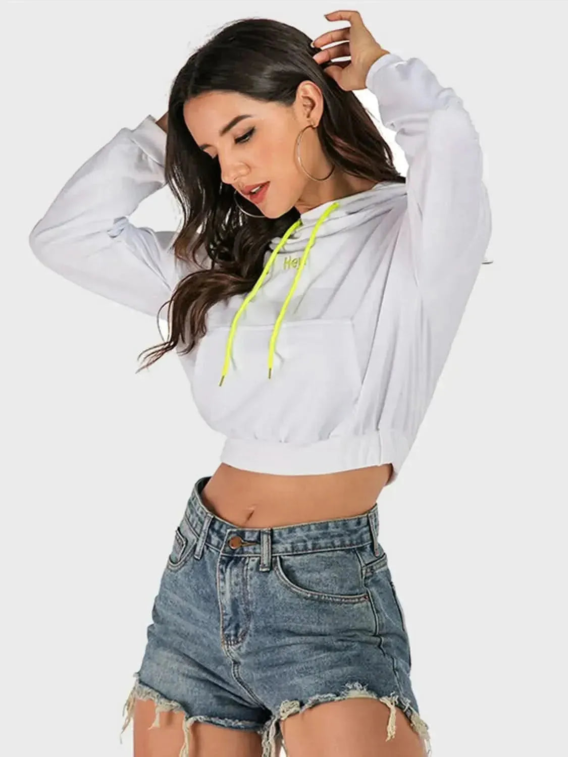 Perfee Drawstring Letter Long Sleeve Hoodie - Bad Moms Club