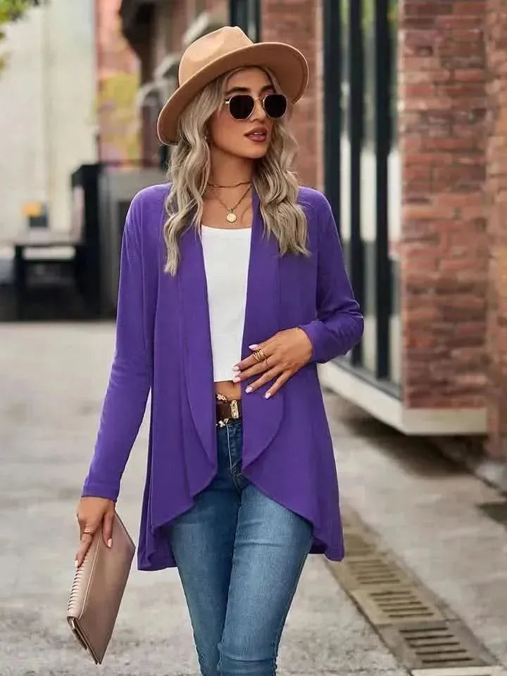 Open Front Long Sleeve Cardigan - Bad Moms Club