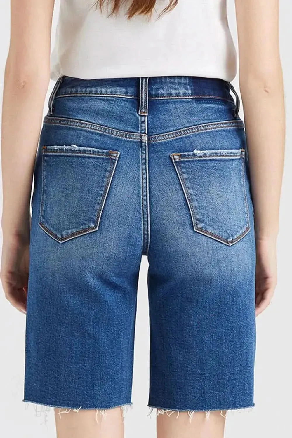 BAYEAS Full Size Super High Rise Denim Bermuda Shorts - Bad Moms Club