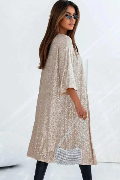 Sequin Open Front Duster Cardigan - Bad Moms Club