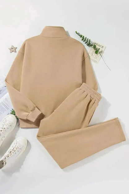 Half Snap Turtleneck Top and Pants Active Set - Bad Moms Club
