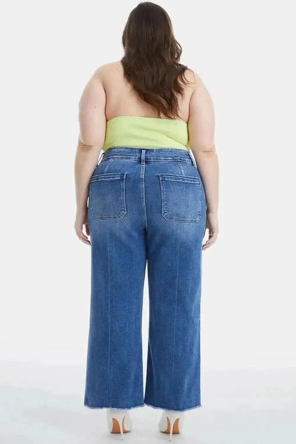 BAYEAS Full Size Raw Hem High Waist Wide Leg Jeans - Bad Moms Club