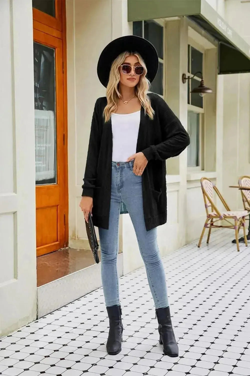 Long Sleeve Pocketed Cardigan - Bad Moms Club