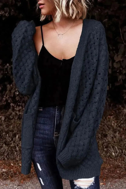 Open Front Dropped Shoulder Cardigan with Pockets - Bad Moms Club