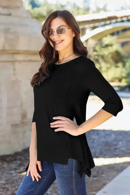 Basic Bae Full Size Round Neck Pocketed T-Shirt - Bad Moms Club