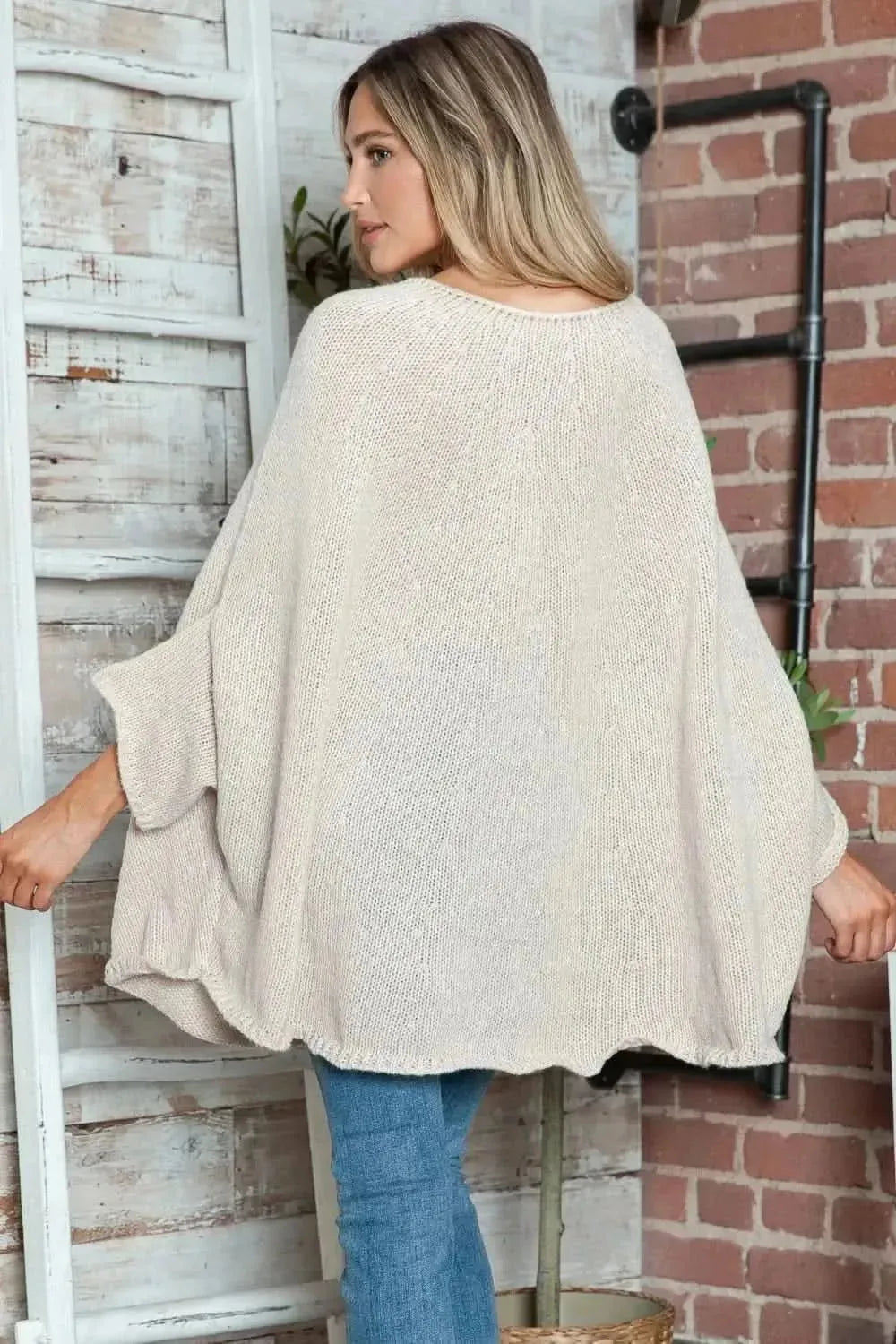 Round Neck Batwing Sleeve Sweater - Bad Moms Club