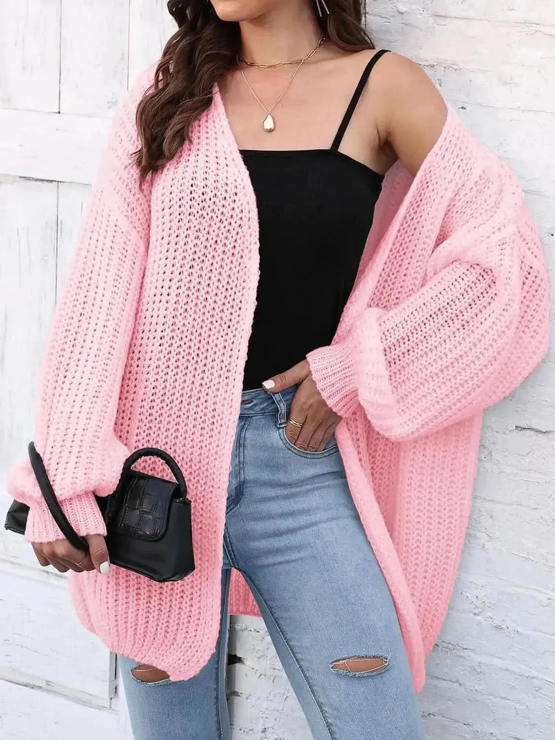 Open Front Dropped Shoulder Longline Cardigan - Bad Moms Club