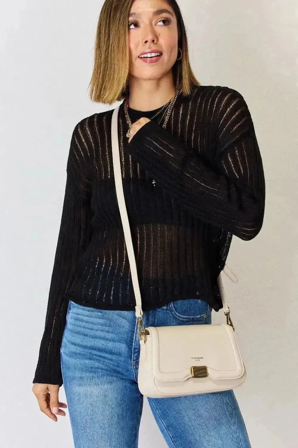 David Jones PU Leather Crossbody Bag - Bad Moms Club